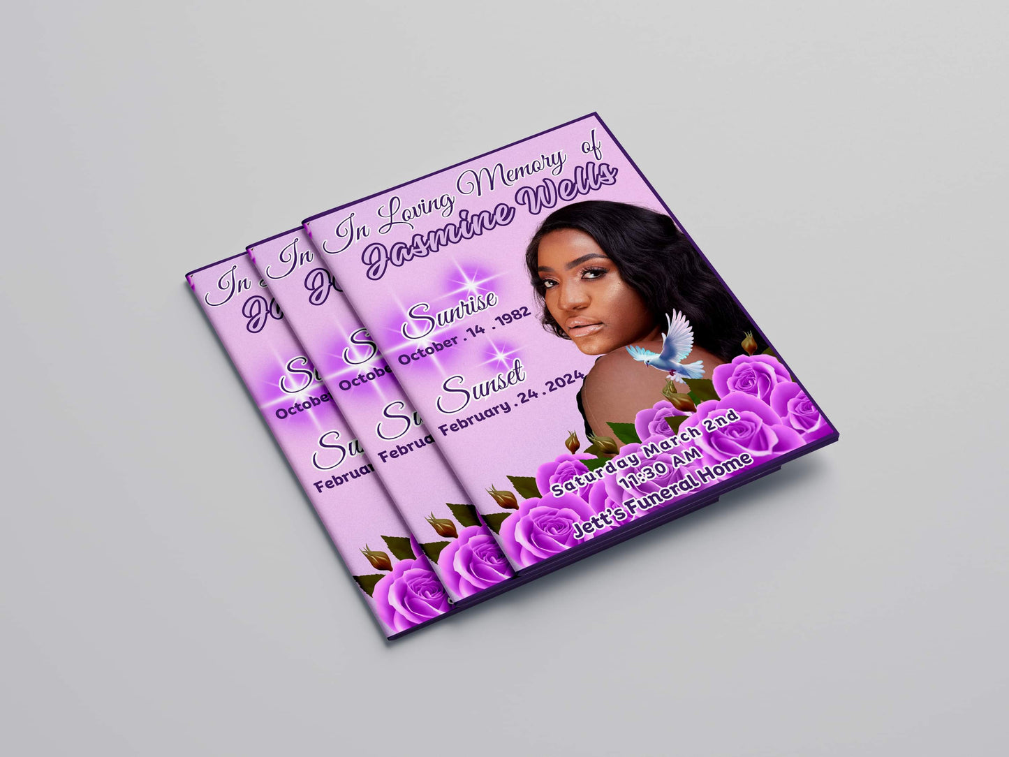 4 Page Funeral Program (Obituary) Large (8.5 x 11)