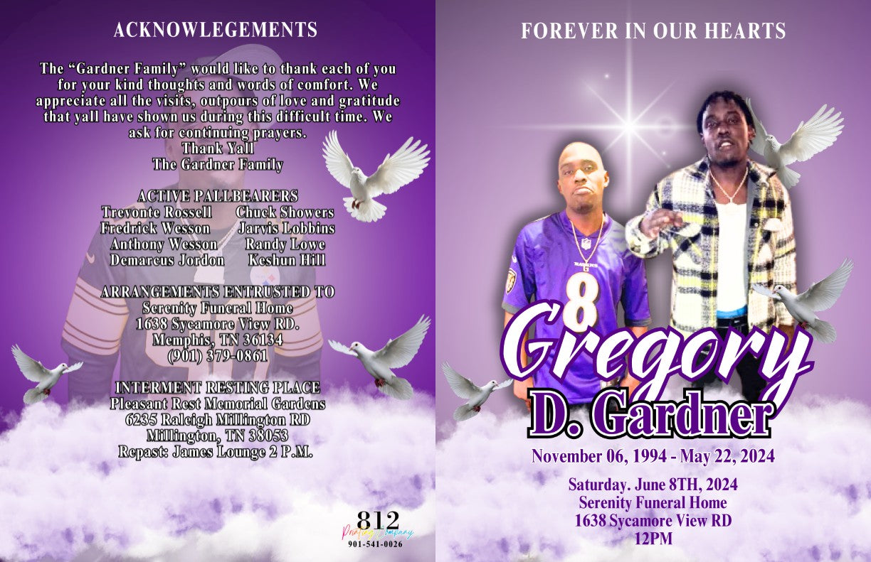 8 Page Funeral Program (Obituary) Large (8.5 x 11)