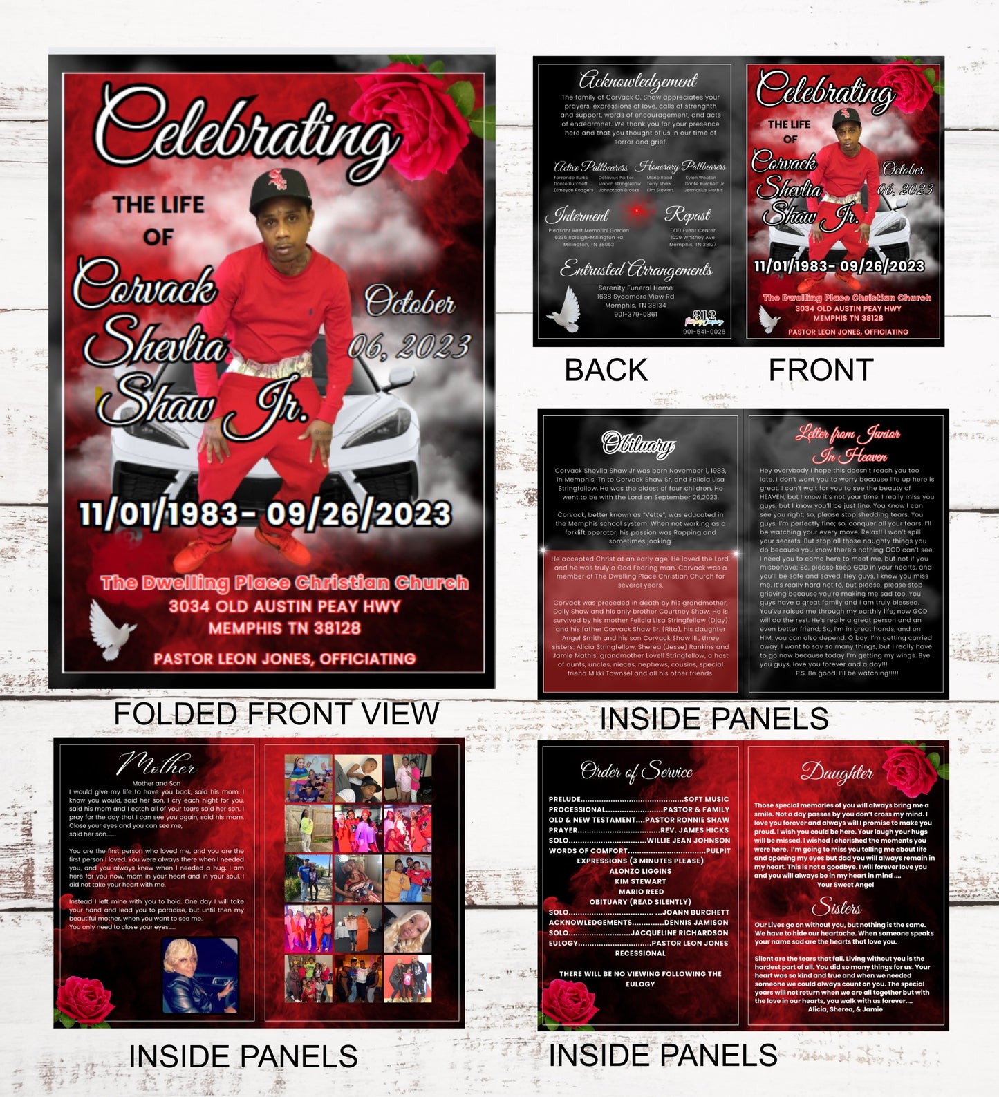 8 Page Funeral Program (Obituary) Small (5.5 x 8.5)