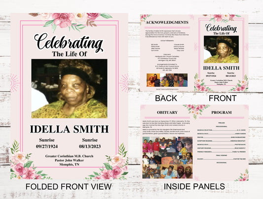 4 Page Funeral Program (Obituary) Small (5.5 x 8.5)